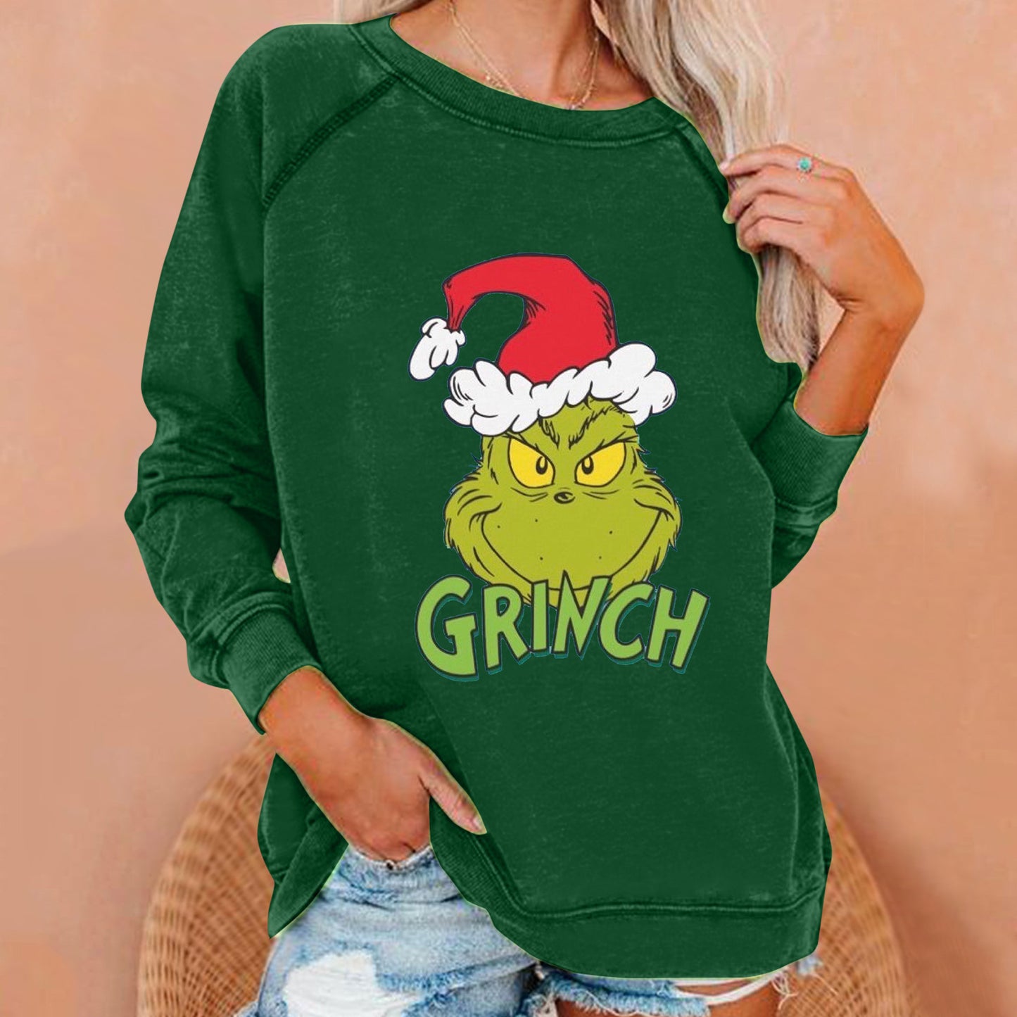 Grinch Christmas Woman Loose Sweatshirt