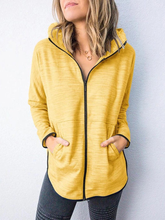 Women's Cotton-Blend Hoodie Long Sleeve Sport Coat