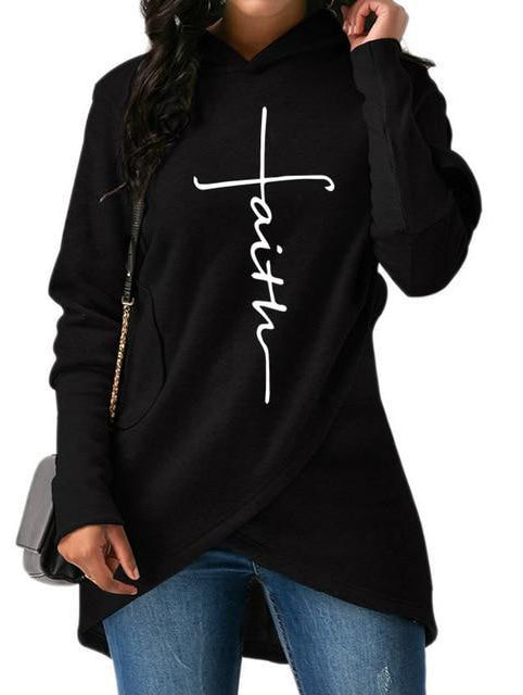 Women's Hoodie Faith Print Sweater Hoodie