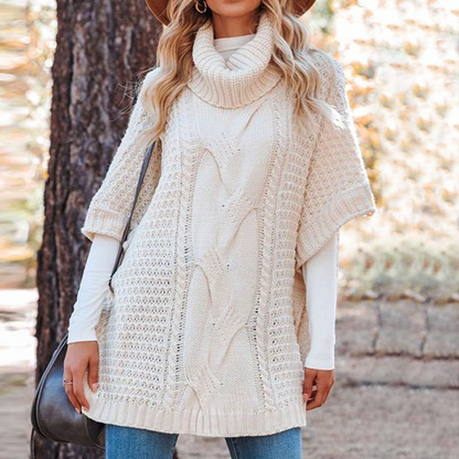 Women's Turtleneck Short Sleeve Knit Sweater