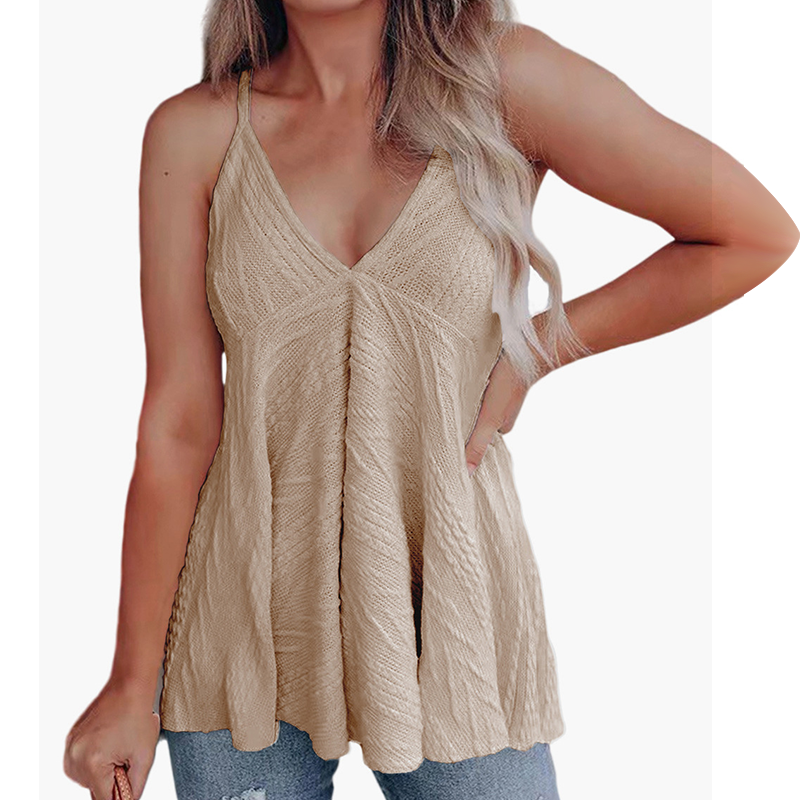 Women's V-Neck Casual Sling Wool Knit Tank
