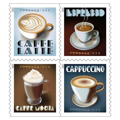 (2021) USPS Espresso Drinks Forever Coffee Stamps