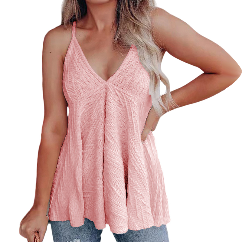 Women's V-Neck Casual Sling Wool Knit Tank