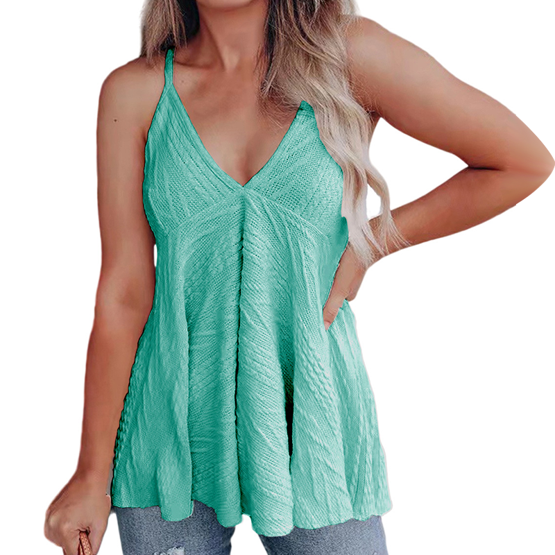 Women's V-Neck Casual Sling Wool Knit Tank