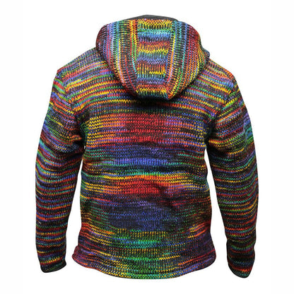 Men's Cardigan Jacket Winter Sweater Color Stitched Cardigan Coat