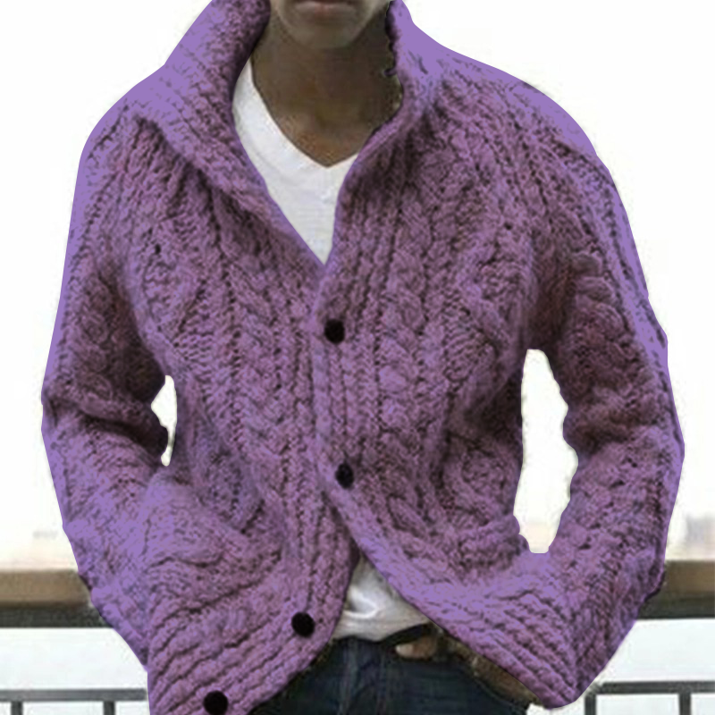 Men's Lapel Button Fall Cardigan Knit