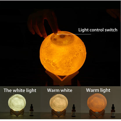 3D Three-dimensional Moon Lamp Humidifier Aroma Diffuser