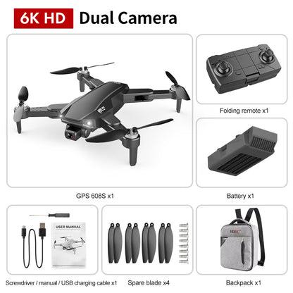 6K Dual Camera Drone 5G Signal GPS Foldable UAV Drone