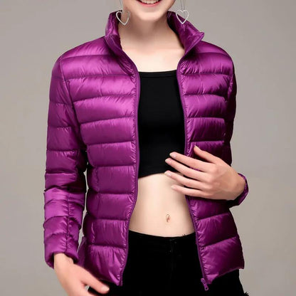 Women's Light Weight Multicolor Stand up Collar Down Jacket