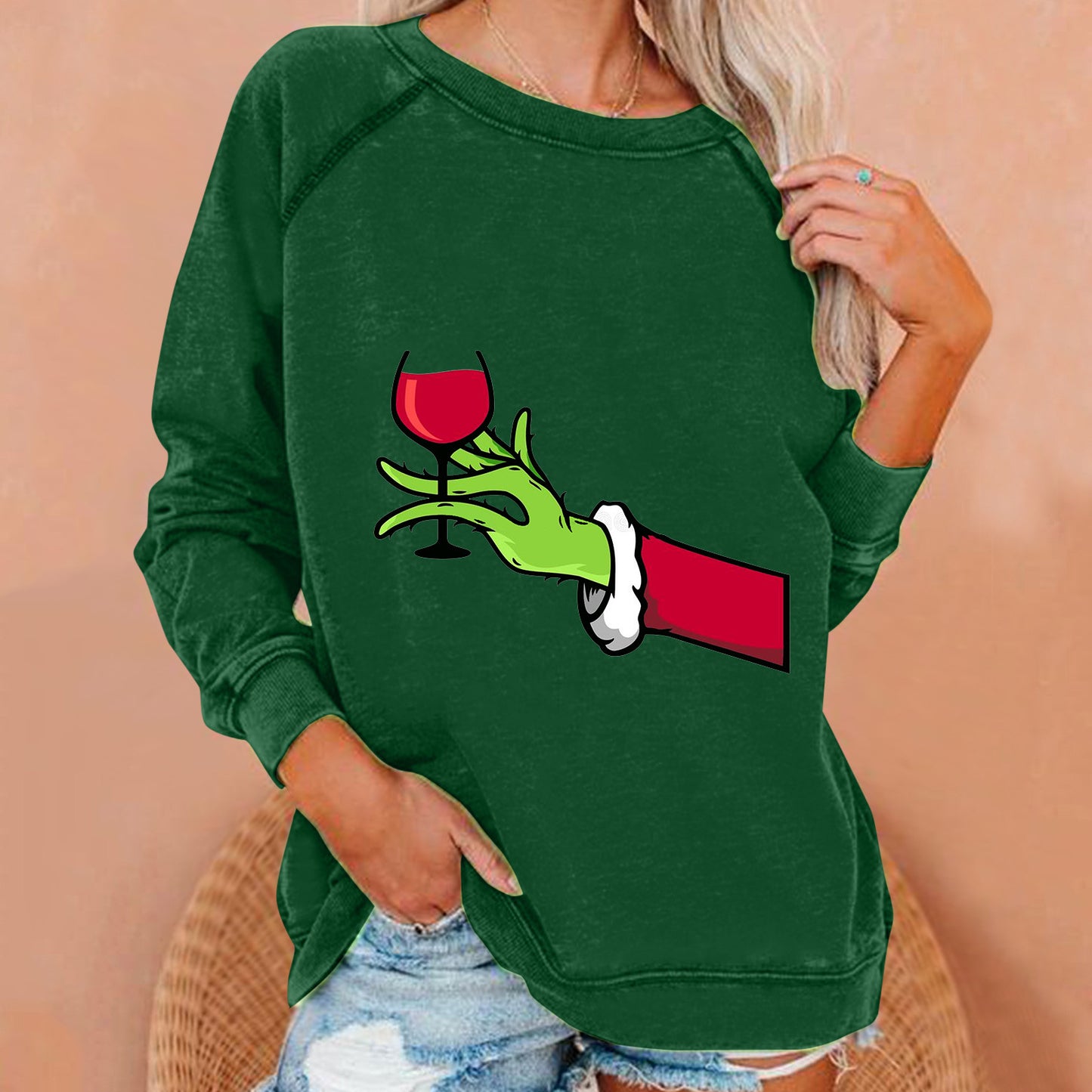 Grinch Christmas Woman Loose Sweatshirt