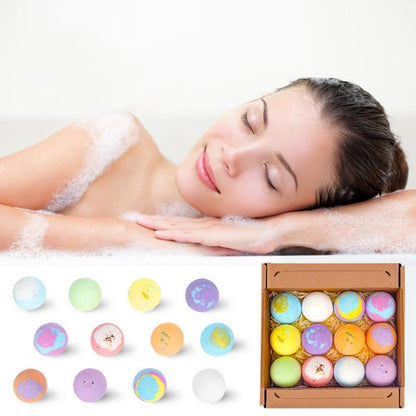 12 Piece Bath Bomb Set with Rose Essential Oil