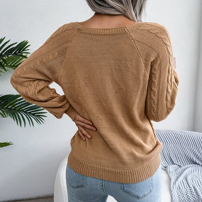 Button Twist Sweater For Women