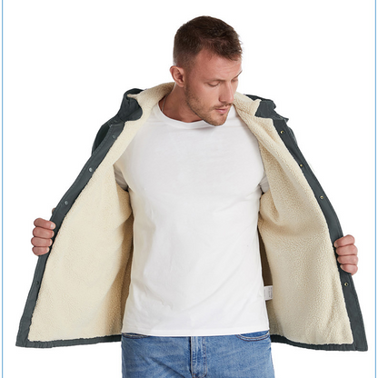 Men's Lamb Fleece Hooded Outdoor Track Jacket