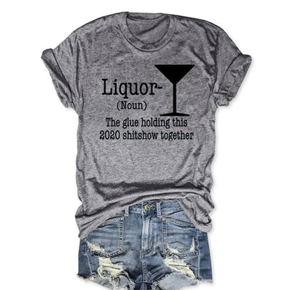 Liquor Tee Letter Womens T-Shirts