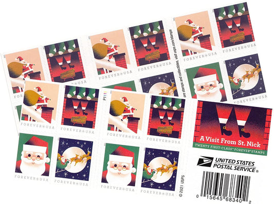 USPS A Visit from St Nick Forever First Class Postage Stamps