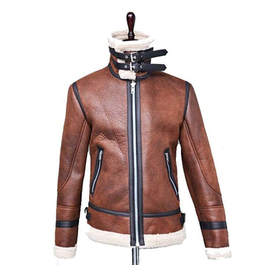 Men's Jacket Winter High-neck Warm Leather Jacket