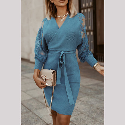 Spring Lace Slim Fit Knit Dress