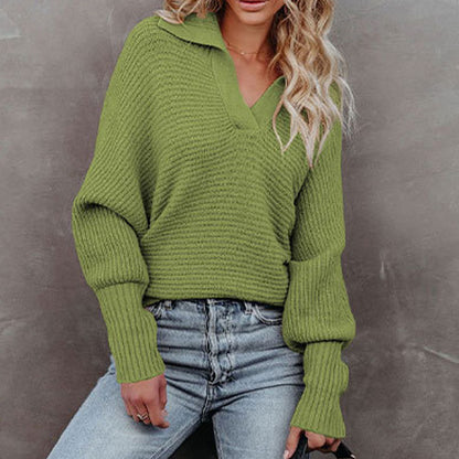 Women's V Neck Loose Knit Sweater