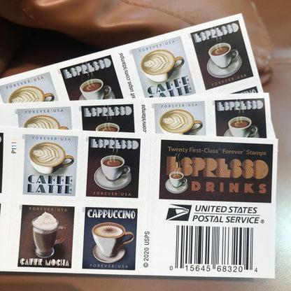 (2021) USPS Espresso Drinks Forever Coffee Stamps