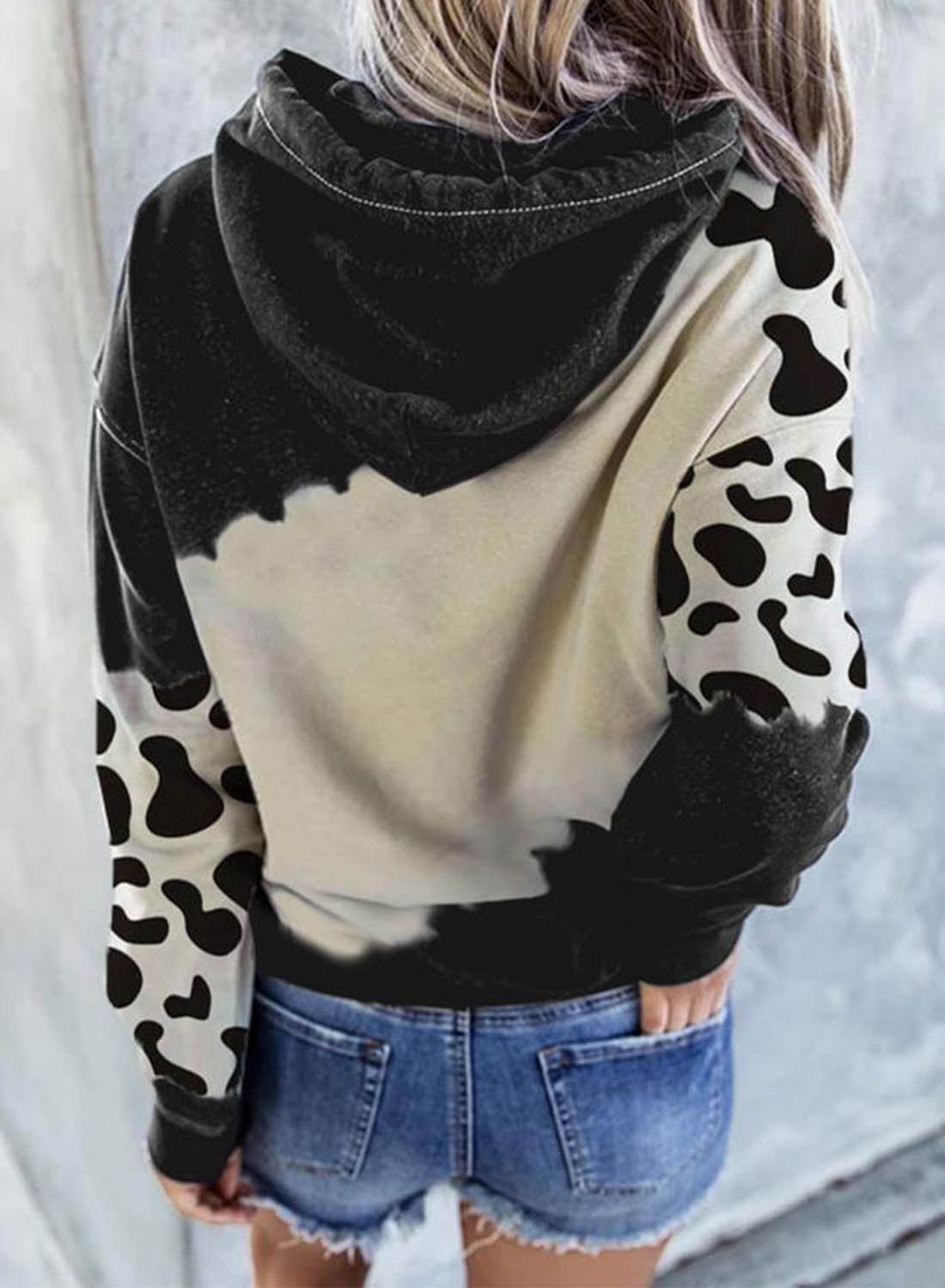 Women's Cow Mooooody Pocket Hoodie Sweater Sweatshirt