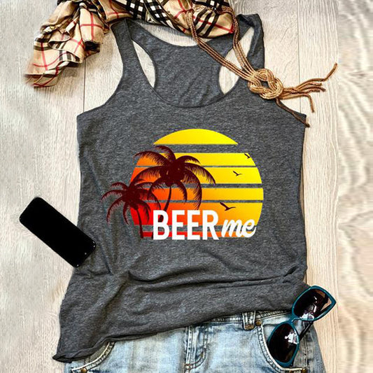 BEER ME Print Tank For Women