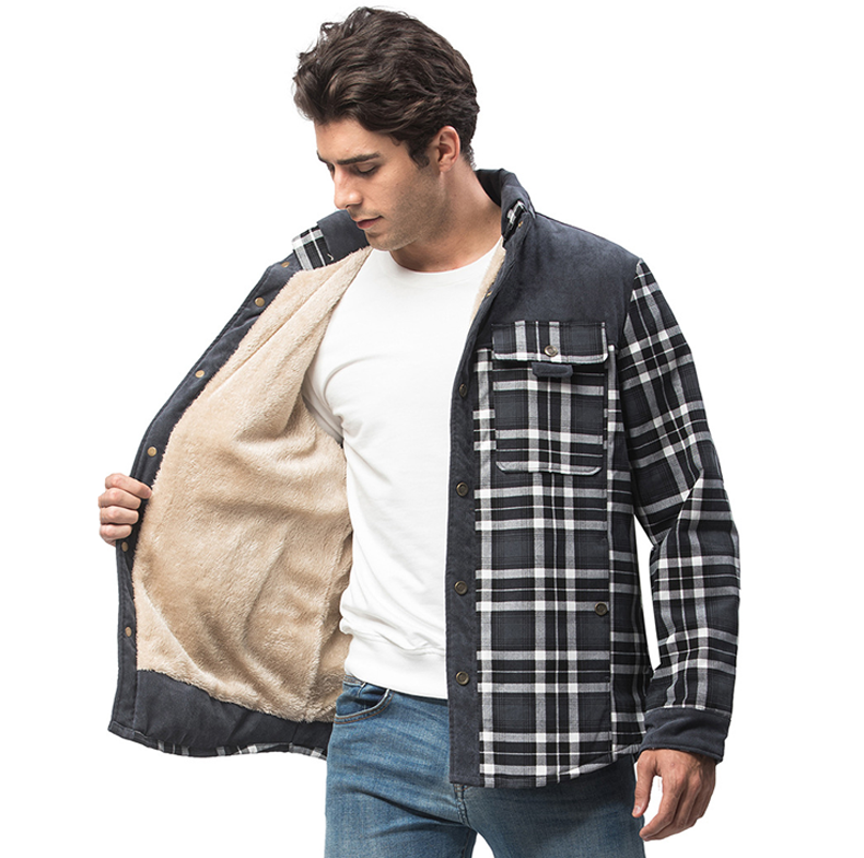 Men's  Winter Plaid Sherpa Lined Jacket