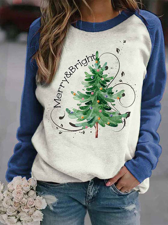 Women's Merry & Bright Christmas Tree Sweatshirt