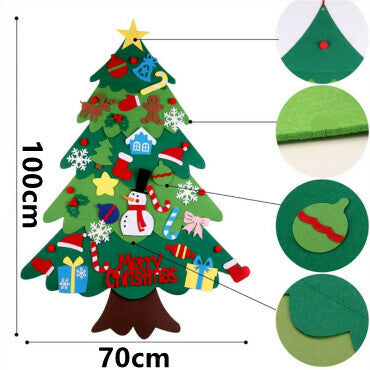 Felt Christmas Tree Set With 25 Decorations And LED String Lights