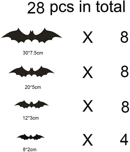 Halloween Party Supplies PVC 3D Decorative Scary Bats Wall Decal Wall Sticker