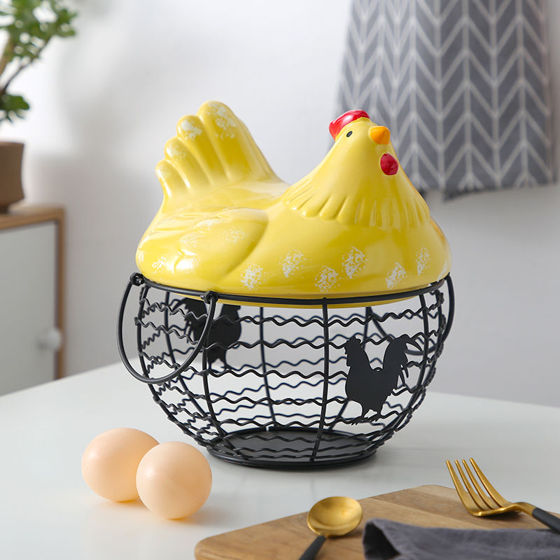 Personality Wrought Iron Egg Cage Sundries Snack Storage Basket