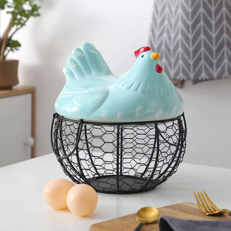 Personality Wrought Iron Egg Cage Sundries Snack Storage Basket