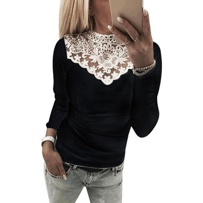 Fashion Lace Stitching Pit Long Sleeve T-Shirt