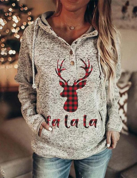 Fa La La Deer Christmas Sweatshirt Women's Hoodie Sweater