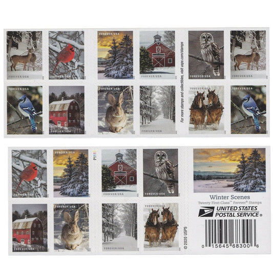 (2020) USPS Winter Scenes First Class Forever Postage Stamps
