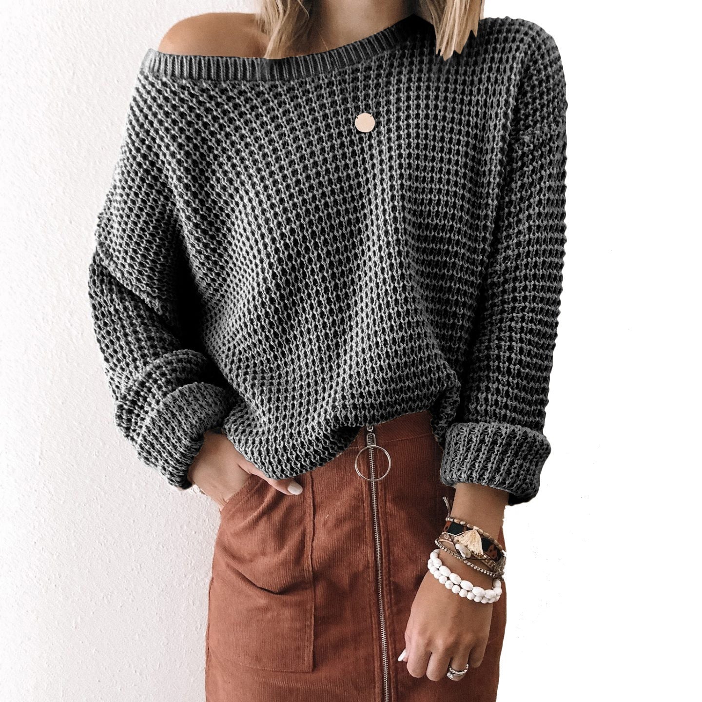 Women's Sweater Off The Shoulder Long Sleeve