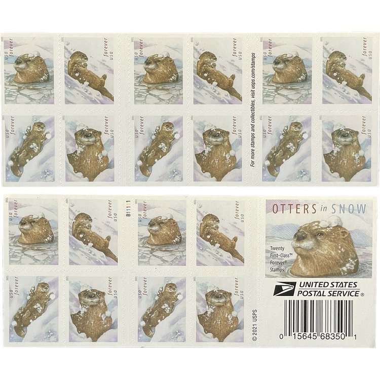 (2021) USPS Otters in Snow Forever Postage Stamps