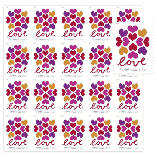 (2019) USPS Hearts Blossom Love Forever Stamps