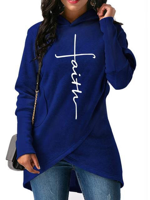 Women's Hoodie Faith Print Sweater Hoodie