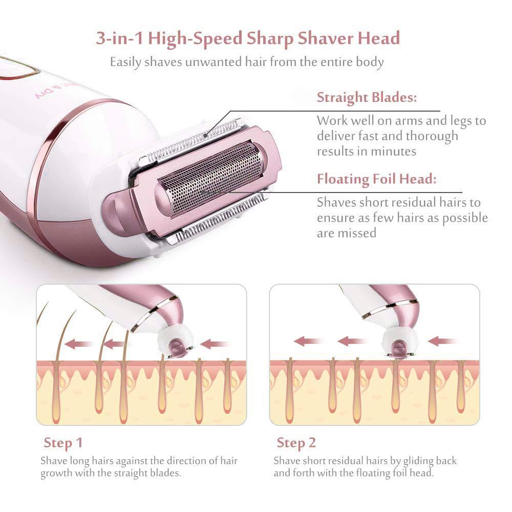 6-In-1 Women's Electric Shaver Waterproof Razor Cordless Bikini Trimmer Set