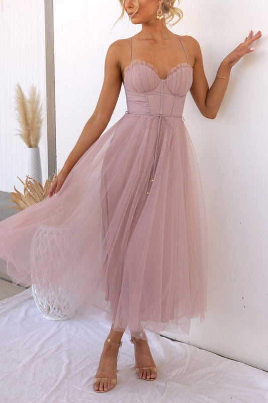 Women's Princess Chiffon Suspenders Party Maxi Dress