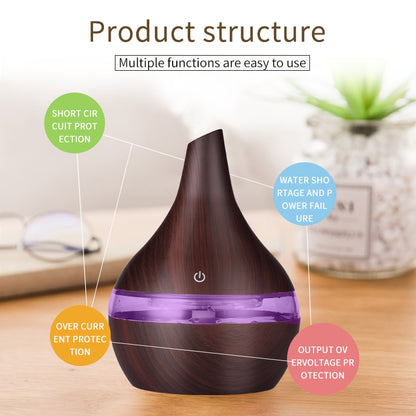 Luminous Aroma Diffuser Wood Grain Ultrasonic Humidifier