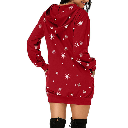 Merry Christmas Hoodie Dress Christmas Deer Dress