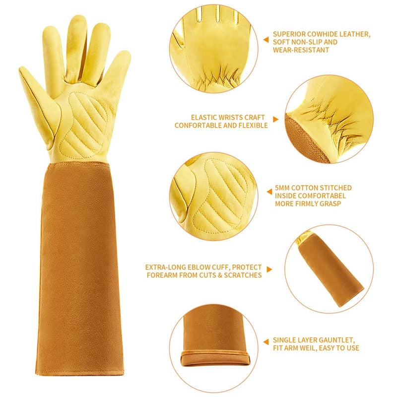 Cowhide Gardening Pruning Gloves Cut Resistant And Heat Resistant Gloves