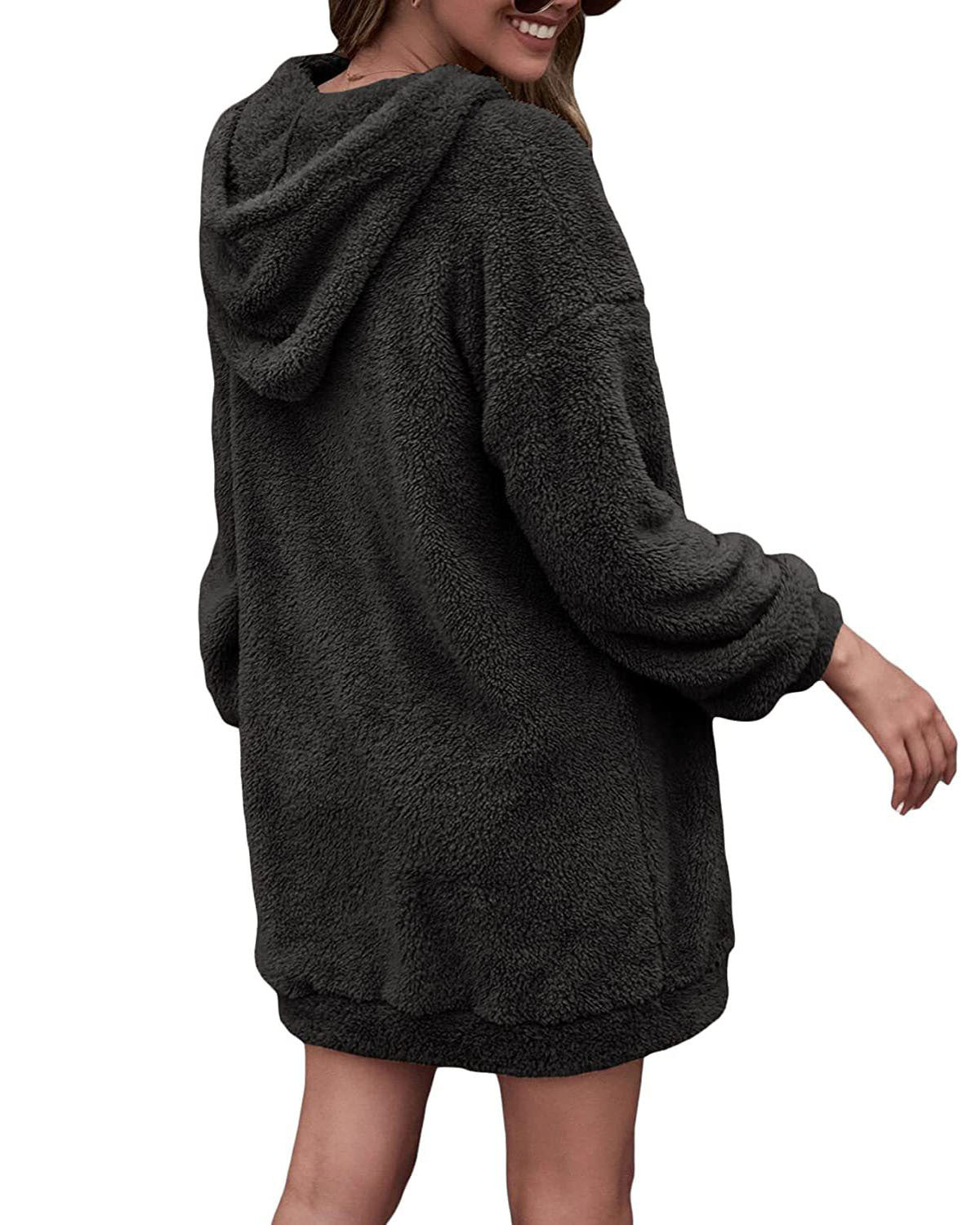 Women's Hoodies  Zipper Plush Sweater Long Top