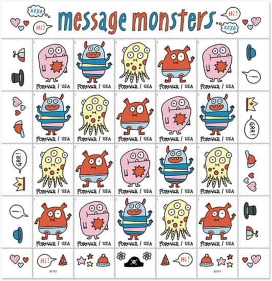 USPS 2021 Message Monsters Forever First Class Postage Stamps