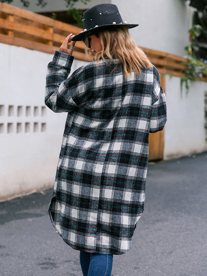 Long Plaid Shirt Blouses For Women