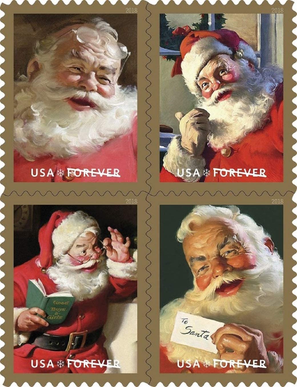 (2018) USPS Sparkling Holidays Christmas Santa Forever Stamps