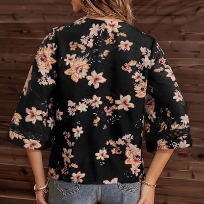 Women's V-Neck Floral Lace Blouses