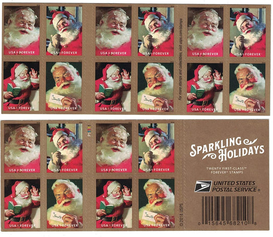 (2018) USPS Sparkling Holidays Christmas Santa Forever Stamps