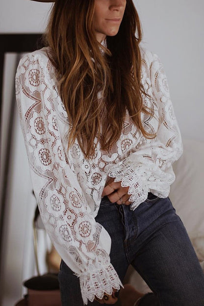 Women's Ciao Lovely Long Sleeve Lace Blouses